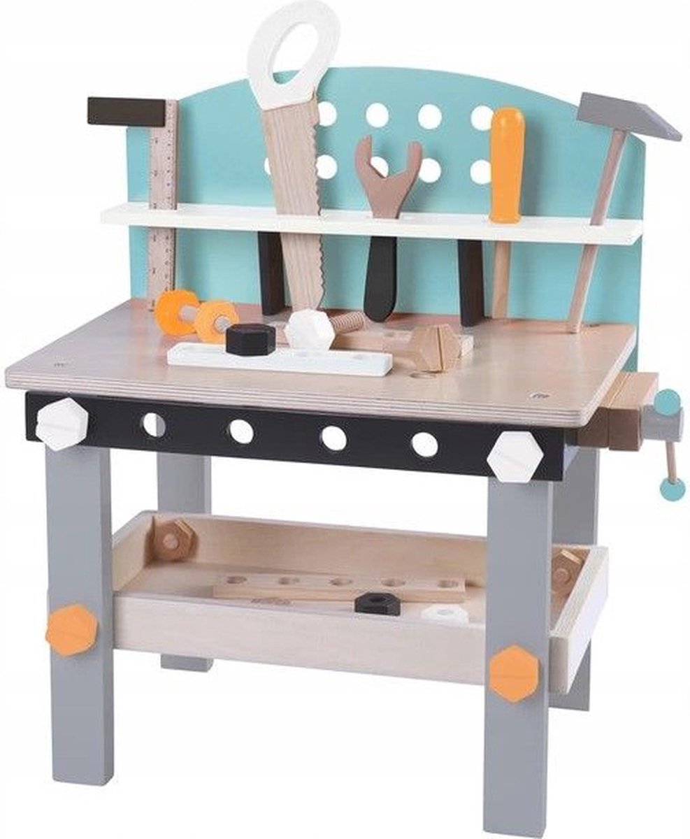 Gerardos Toys Werkbank Junior 49 X 45 X 29,5 Cm Hout Naturel/blauw